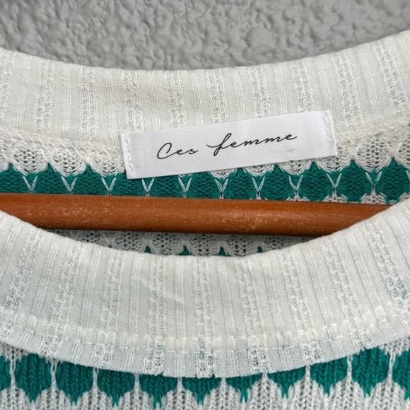 Ces femme Gracie Knit‎ Sweater Top Size Large Ruffle Sleeve - Picture 3 of 5